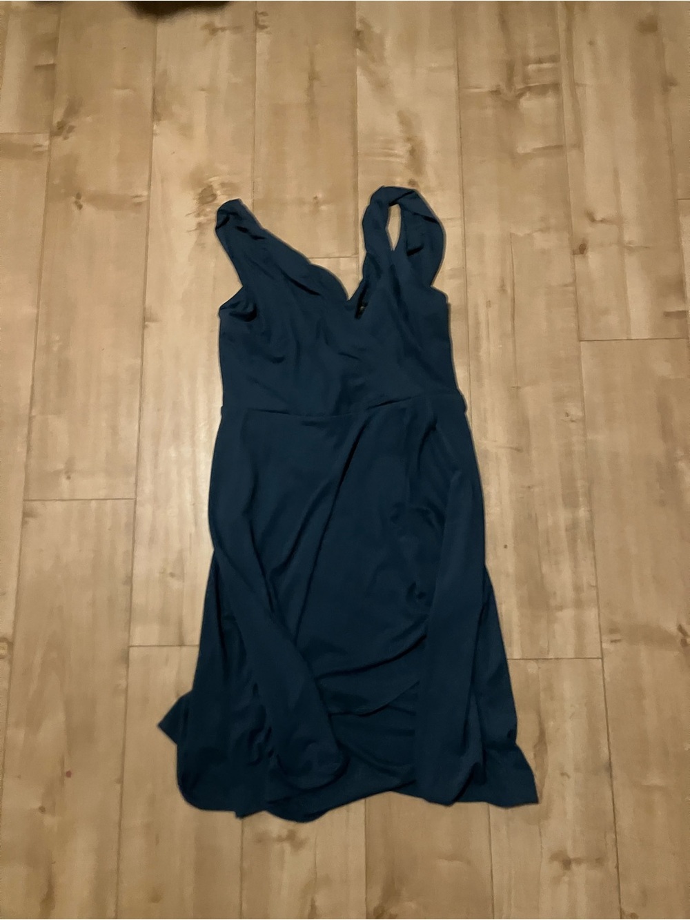 Donna Karan One-Shoulder Dark Teal Dress